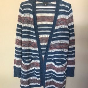 Eddie Bauer Striped Knit Boyfriend Cardigan